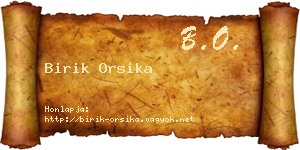 Birik Orsika névjegykártya